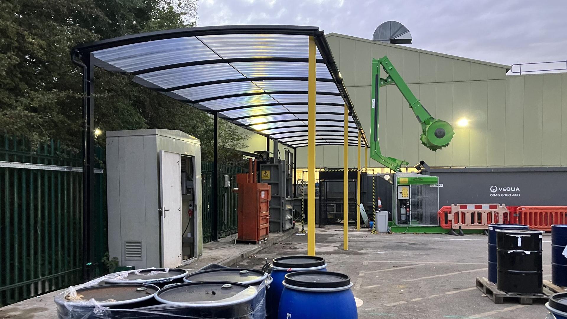 Yellow industrial canopy